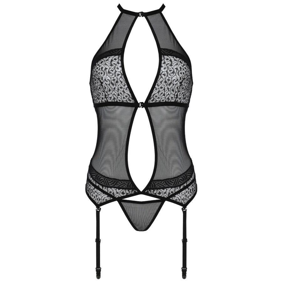 PASSION - SATARA CORSET LINHA ERÓTICA PRETO L/XL