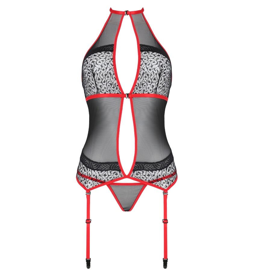 PASSION - SATARA CORSET LINHA ERÓTICA VERMELHO L/XL