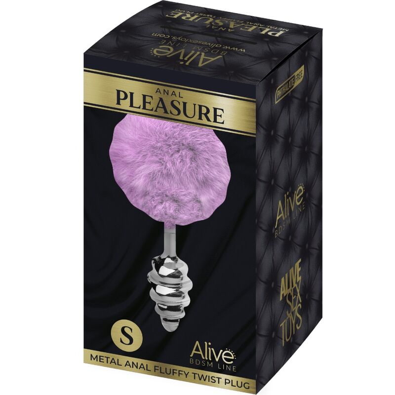 ALIVE - PLUG DE PRAZER ANAL ESPIRAL METAL FLUFFY VIOLETA TAMANHO S