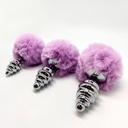 ALIVE - PLUG DE PRAZER ANAL ESPIRAL METAL FLUFFY VIOLETA TAMANHO L