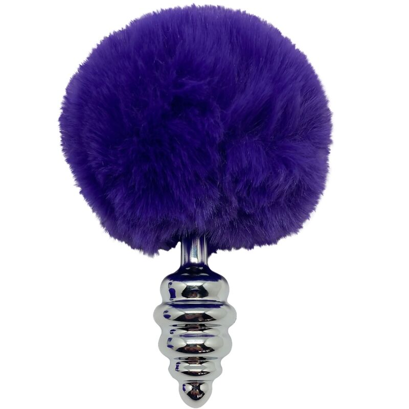 ALIVE - PLUG DE PRAZER ANAL ESPIRAL METAL FLUFFY DARK VIOLET TAMANHO S