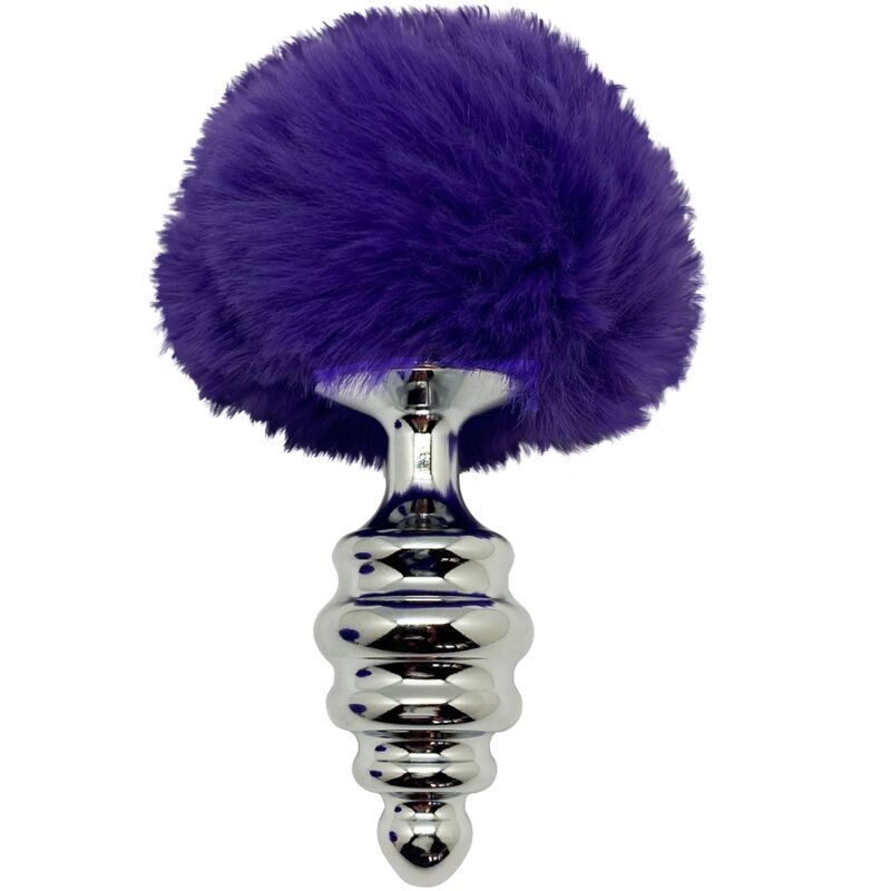 ALIVE - PLUG DE PRAZER ANAL ESPIRAL METAL FLUFFY DARK VIOLET TAMANHO S