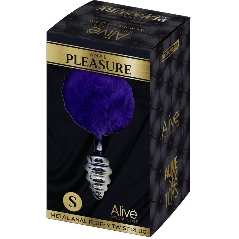 ALIVE - PLUG DE PRAZER ANAL ESPIRAL METAL FLUFFY DARK VIOLET TAMANHO S