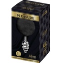 ALIVE - PLUG DE PRAZER ANAL ESPIRAL METAL FLUFFY PRETO TAMANHO L