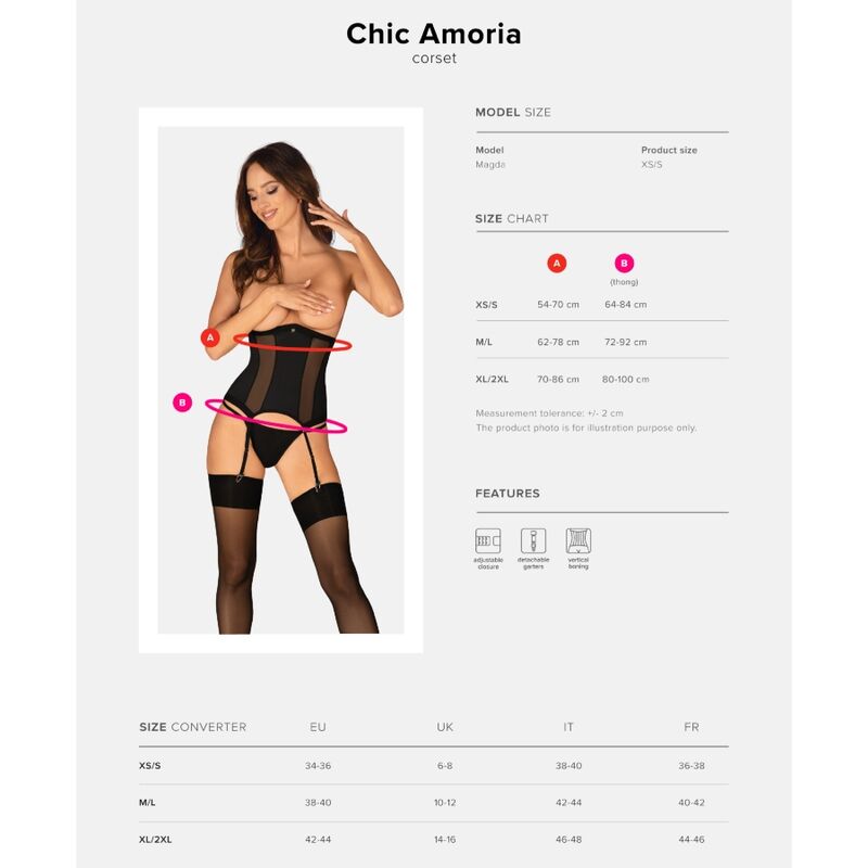 OBSESSIVE - CHIC AMORIA CORSET & TANGA XL/XXL