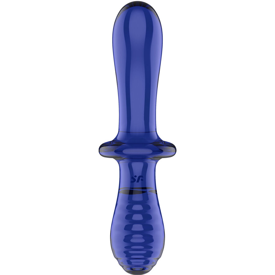 SATISFYER - DILDO DE CRISTAL DUPLO AZUL