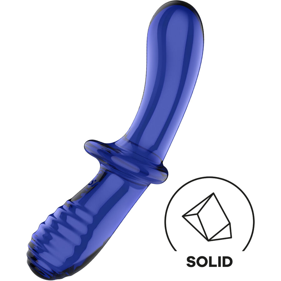 SATISFYER - DILDO DE CRISTAL DUPLO AZUL