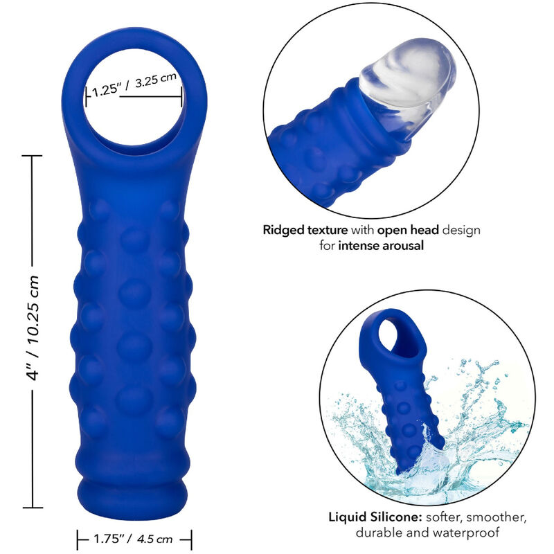 ADMIRAL - CAPA PARA PÊNIS COM FRISAS SILICONE LÍQUIDO AZUL