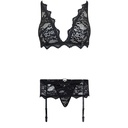 LIVCO CORSETTI FASHION - BELITA LC 90231 SUTI + CALCINHA + CINTA LIGA PRETO S/M