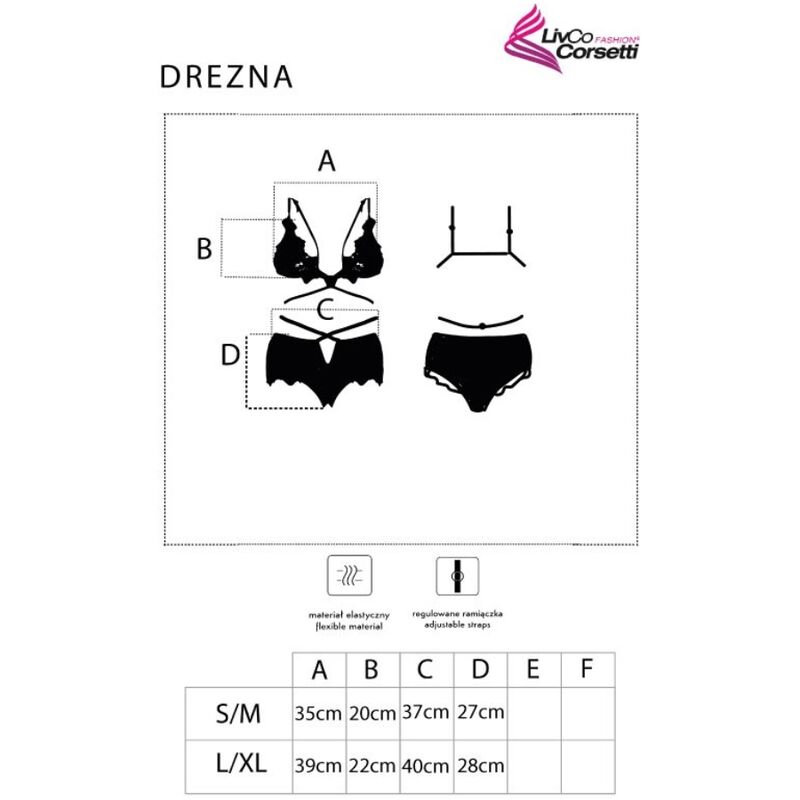 LIVCO CORSETTI FASHION - DREZNA LC 90733 BRA + CALA PRETA L/XL