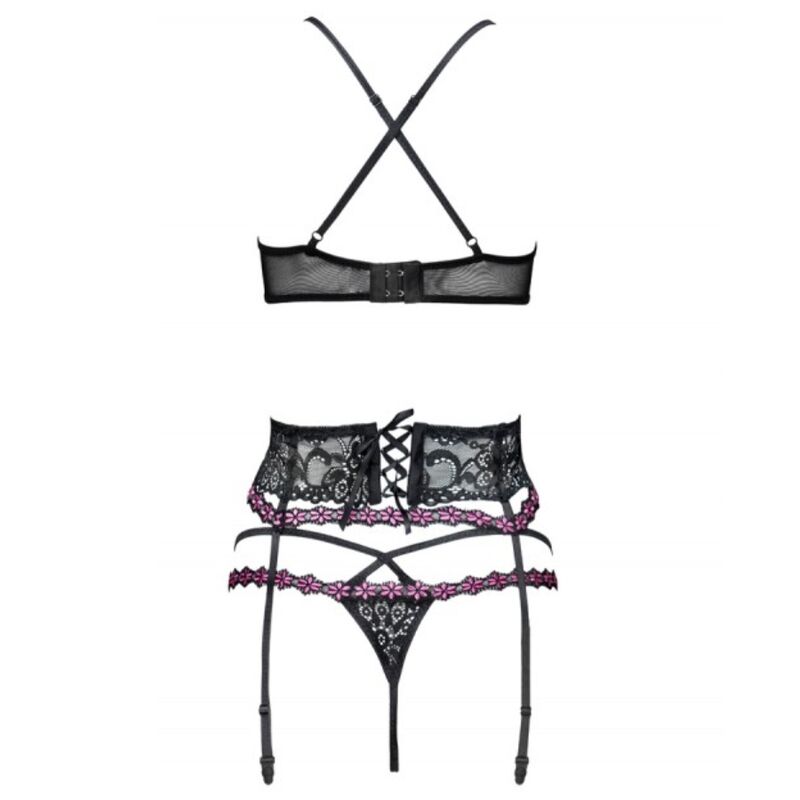 LIVCO CORSETTI FASHION - SNEHANA LC 90443 SUTI + CINTA LIGA + CALCINHA PRETA L/XL