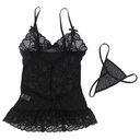 SUBBLIME - BABYDOLL COM ALAS AJUSTVEIS E RENDA TRANSPARENTE ESTAMPADO FLORAL PRETO L/XL