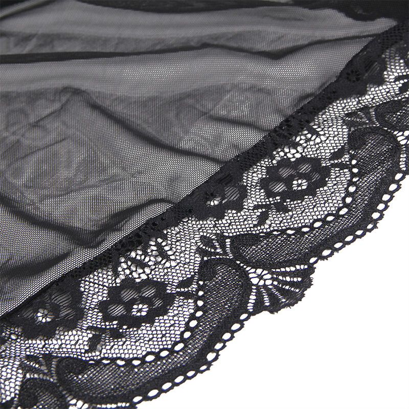 SUBBLIME - ROBE EM TECIDO TRANSPARENTE COM DETALHE DE RENDA PRETO L/XL