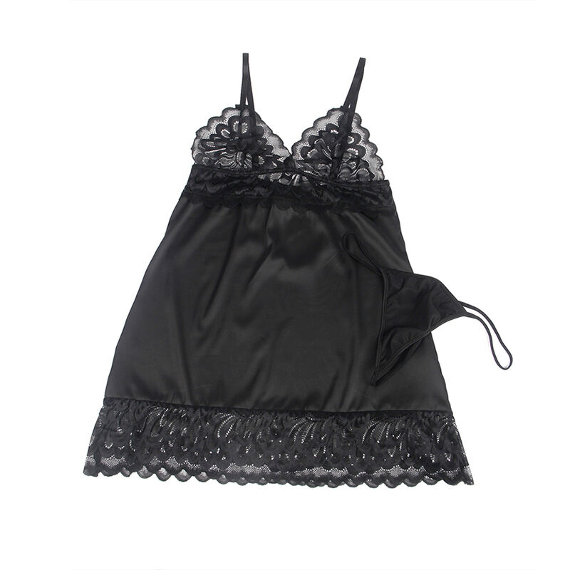 SUBBLIME - BABYDOLL COM PEITO ESTAMPADO FLORAL PRETO L/XL