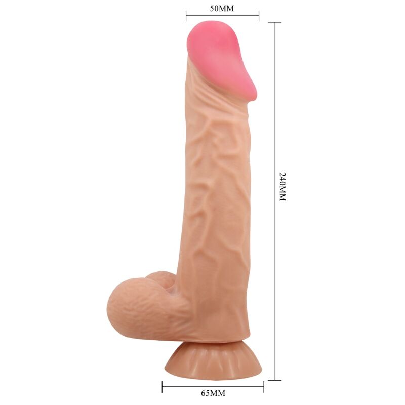 PRETTY LOVE - SÉRIE SLIDING SKIN DILDO REALÍSTICO COM VENTOSA DESLIZANTE PELE CARNE 24 CM