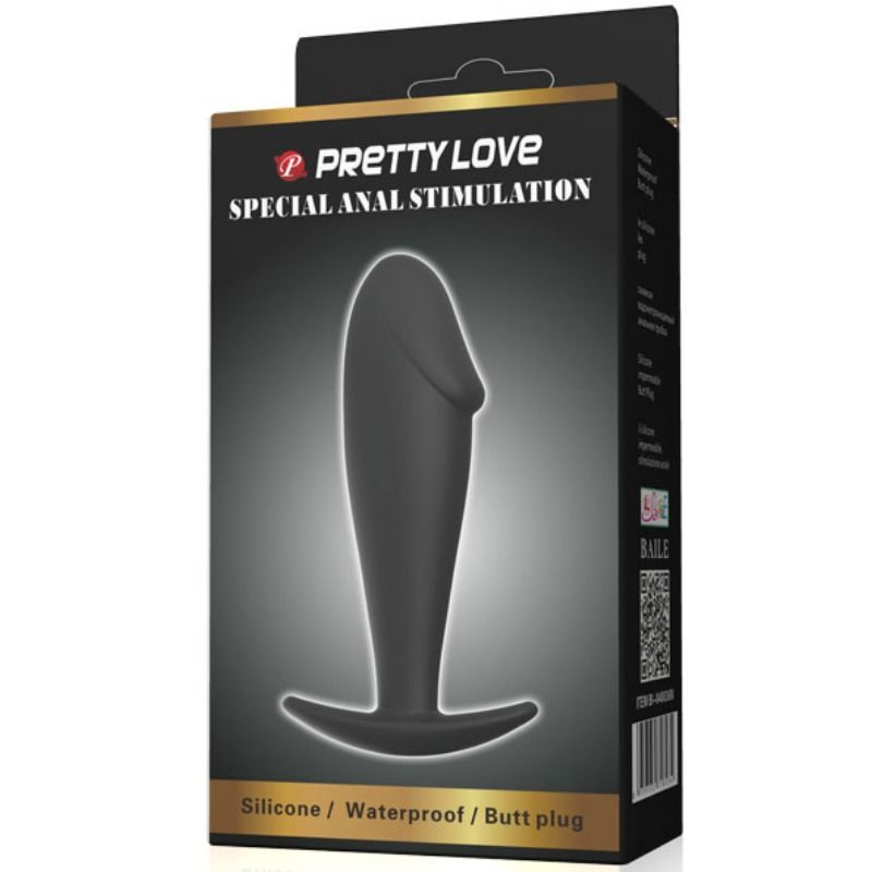 PRETTY LOVE - PLUG ANAL FORMA DE PÊNIS DE SILICONE PRETO