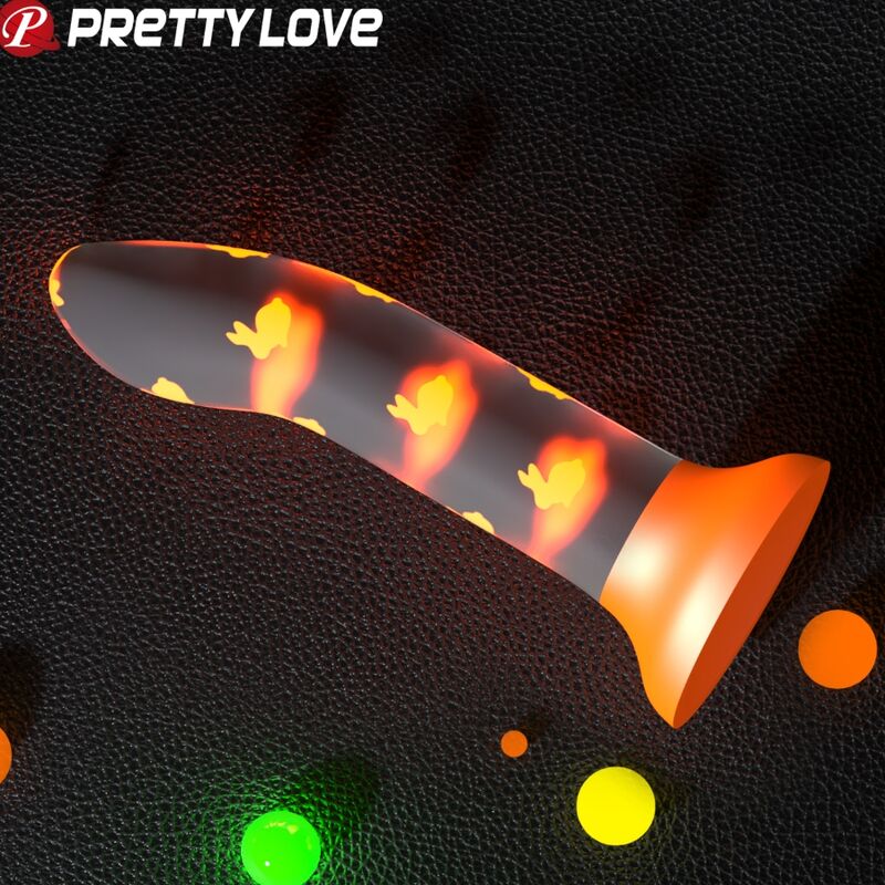 PRETTY LOVE - DILDO MÁGICO NIGHTFALL SEM VIBRAÇÃO LUMINOSO LARANJA