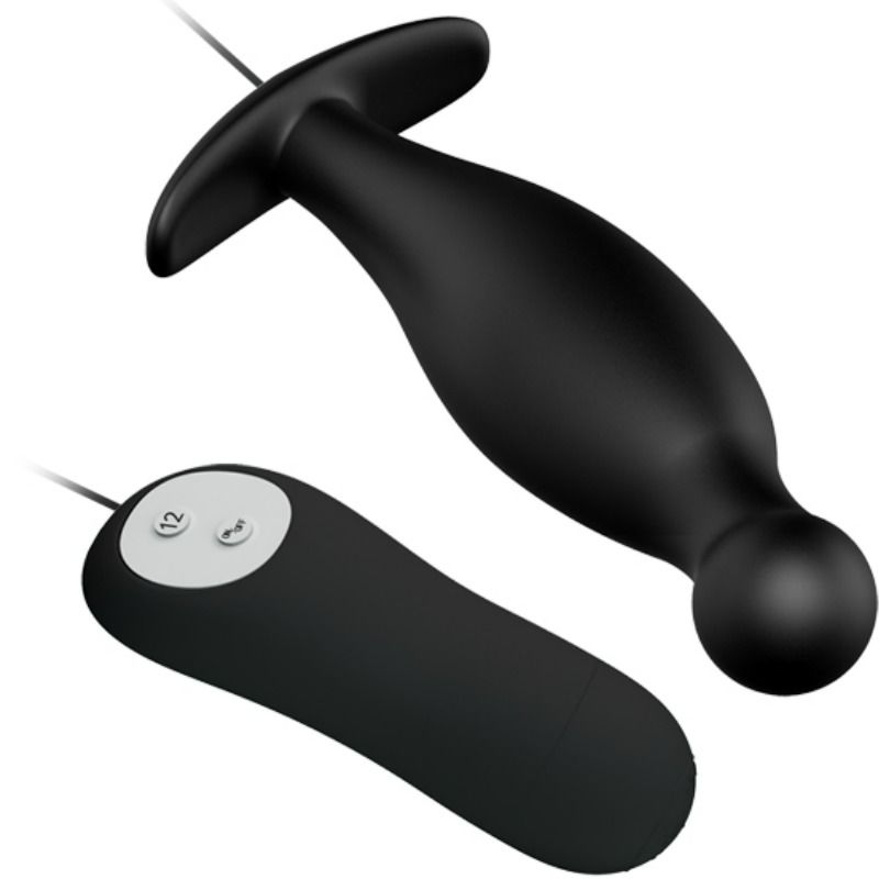 PRETTY LOVE - PLUG ANAL DE SILICONE 12 MODOS DE VIBRAO PRETO