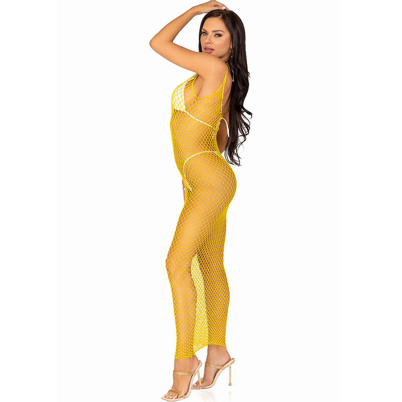 LEG AVENUE - VESTIDO LONGO NET AMARELO TAMANHO ÚNICO