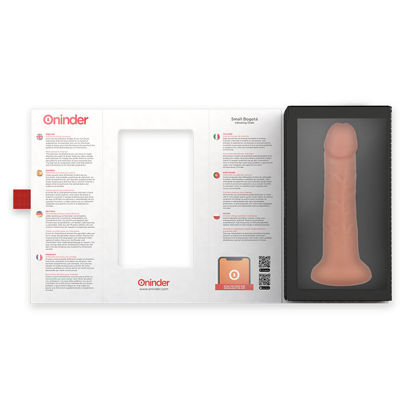 ONINDER - VIBRADOR PEQUENO BOGOTÁ DILDO 9 VELOCIDADES NATURAL 22 CM -O- 4,5 CM - APLICATIVO GRATUITO