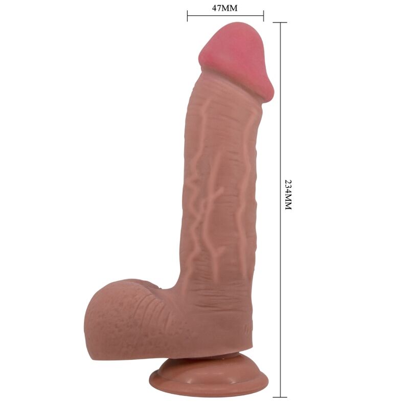 PRETTY LOVE - SÉRIE SLIDING SKIN DILDO REALÍSTICO COM VENTOSA DESLIZANTE PELE MARROM 23,4 CM