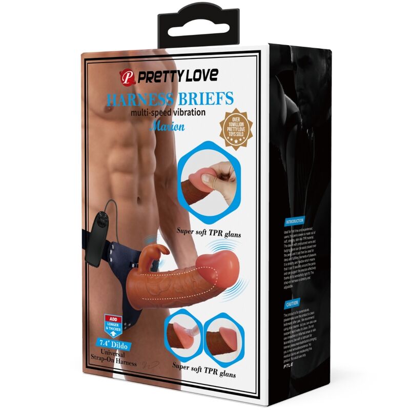 PRETTY LOVE - MARION HARNESS CUECAS UNIVERSAIS COM DILDO VIBRATÓRIO 19 CM MARROM