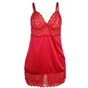 SUBBLIME - BABYDOLL DE CETIM COM RENDA VERMELHA S/M