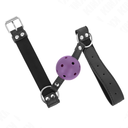 KINK - BOLA RESPIRÃVEL 4 CM MORDAÃA COM REBITE DUPLO ROXO 62,5 x 2,5 CM AJUSTÃVEL 42-58 CM