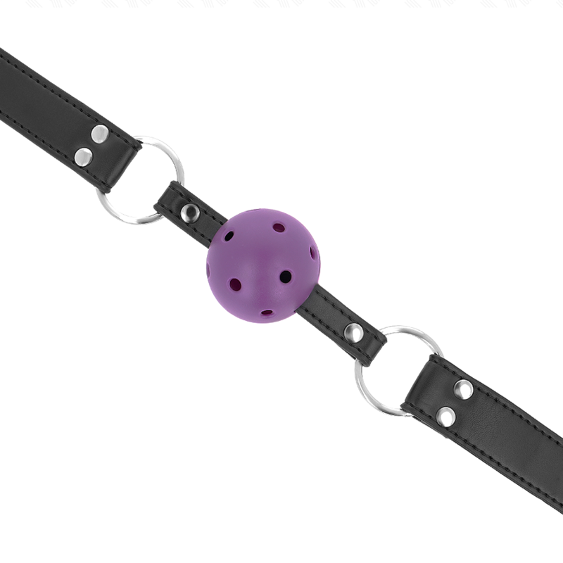 KINK - BOLA RESPIRÃVEL 4 CM MORDAÃA COM REBITE DUPLO ROXO 62,5 x 2,5 CM AJUSTÃVEL 42-58 CM