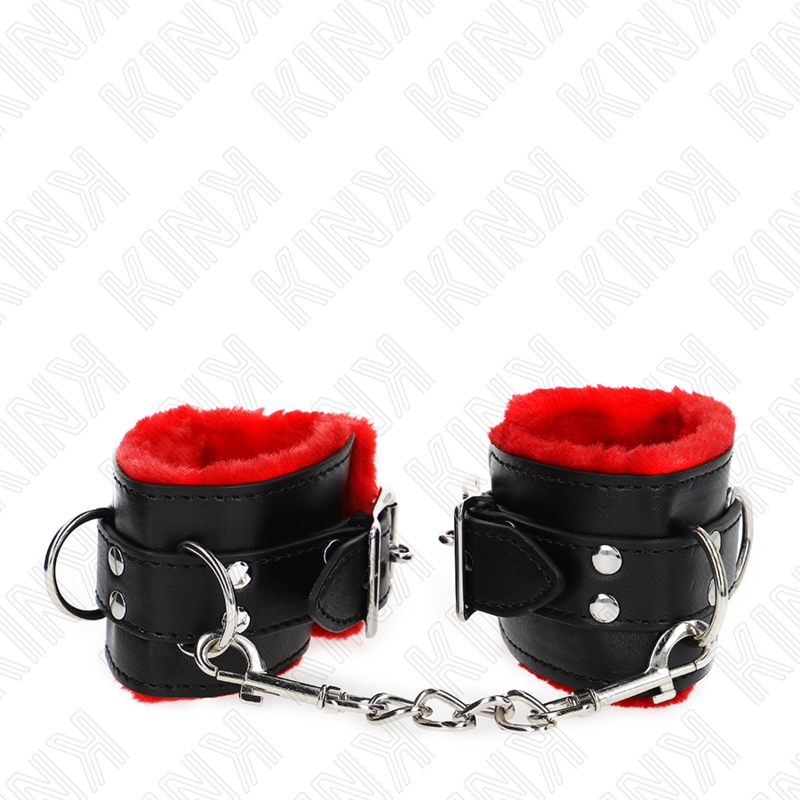 KINK - PULSO FORRO DE PELE COM FUROS QUADRADOS CINTO VERMELHO E PRETO AJUSTÃVEL 17-29 CM X 6 CM