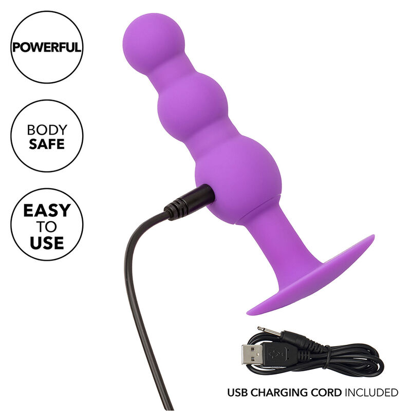 CALEXOTICS - FIRST TIME PLUG ANAL SONDA TRIPLA DE CONTAS 10 VIBRAÃÃES ROXO