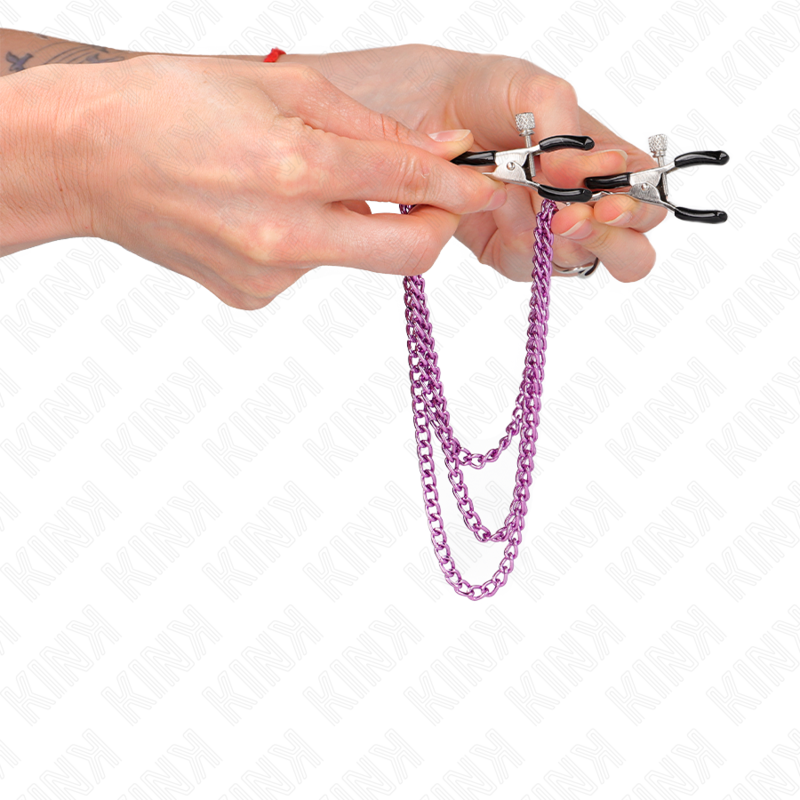 KINK - PINÃAS PARA BICOS COM 3 CORRENTES ROXO 20/23/28 CM