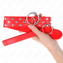 KINK - COLAR DE ALÃA DE REBITE DE ANEL COM CINTO 65 CM VERMELHO AJUSTÃVEL 36-50 CM X 3,8 CM