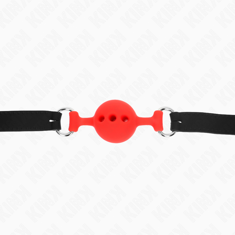 KINK - MORDAÃA COMPLETA DE SILICONE 55 x 2 CM COM BOLA DE 4 CM TAMANHO S VERMELHO AJUSTÃVEL 35-51 CM