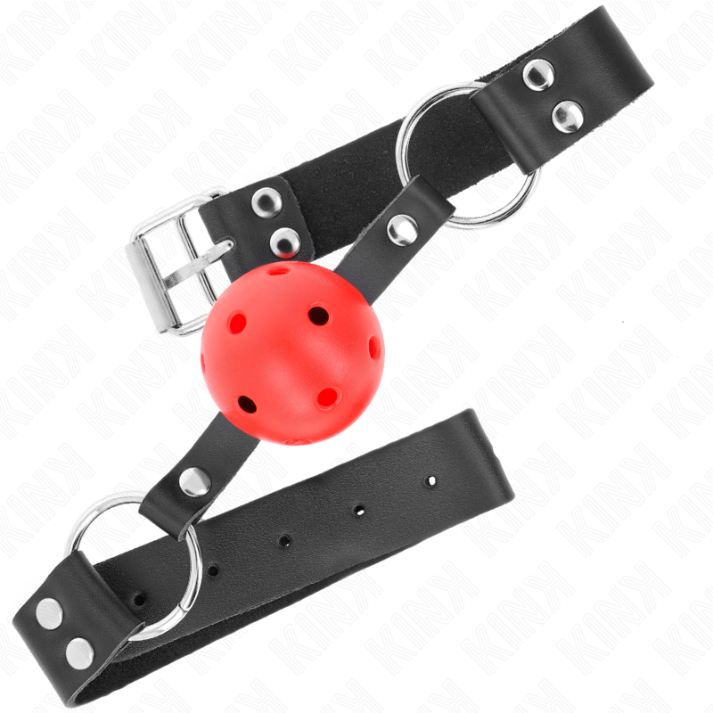 KINK - BOLA RESPIRÃVEL 4 CM MORDAÃA COM REBITE DUPLO VERMELHO 62,5 x 2,5 CM AJUSTÃVEL 42-58 CM