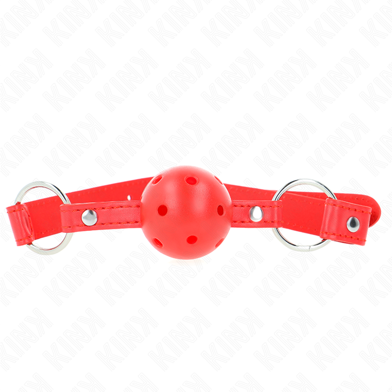 KINK - BOLA RESPIRÃVEL 4 CM MORDAÃA COM REBITE DUPLO MODELO 1 VERMELHO 62,5 x 2,5 CM AJUSTÃVEL 42-58 CM