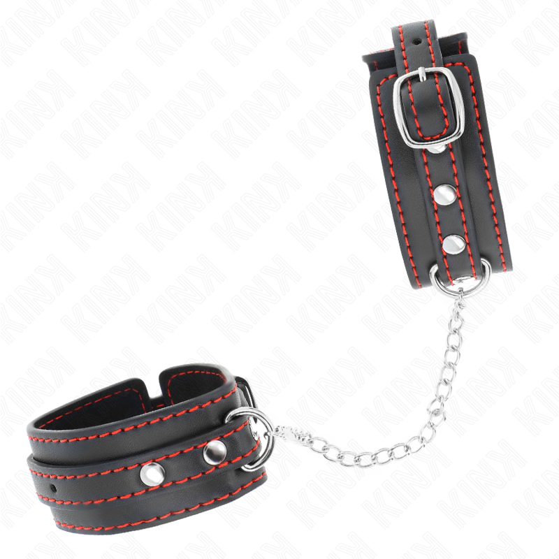 KINK - PEQUENOS PUNHOS PRETOS COM FORRO VERMELHO AJUSTÃVEIS 14-24 CM X 3,5 CM