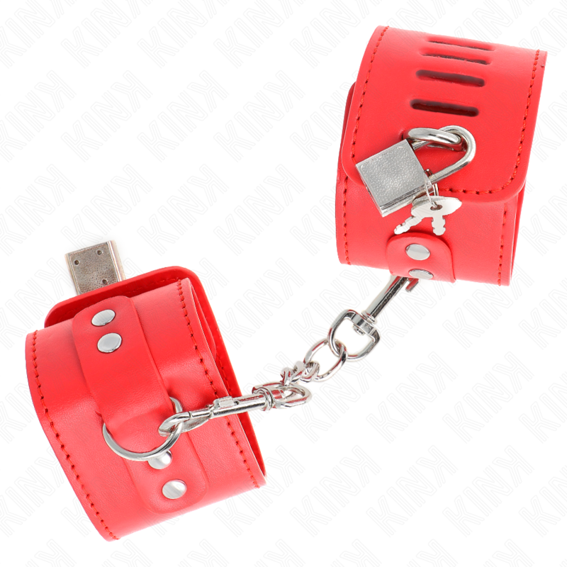 KINK - PUNHOS COM FECHO DE CADEADO VERMELHO AJUSTÃVEL 16-23 CM X 5,5 CM