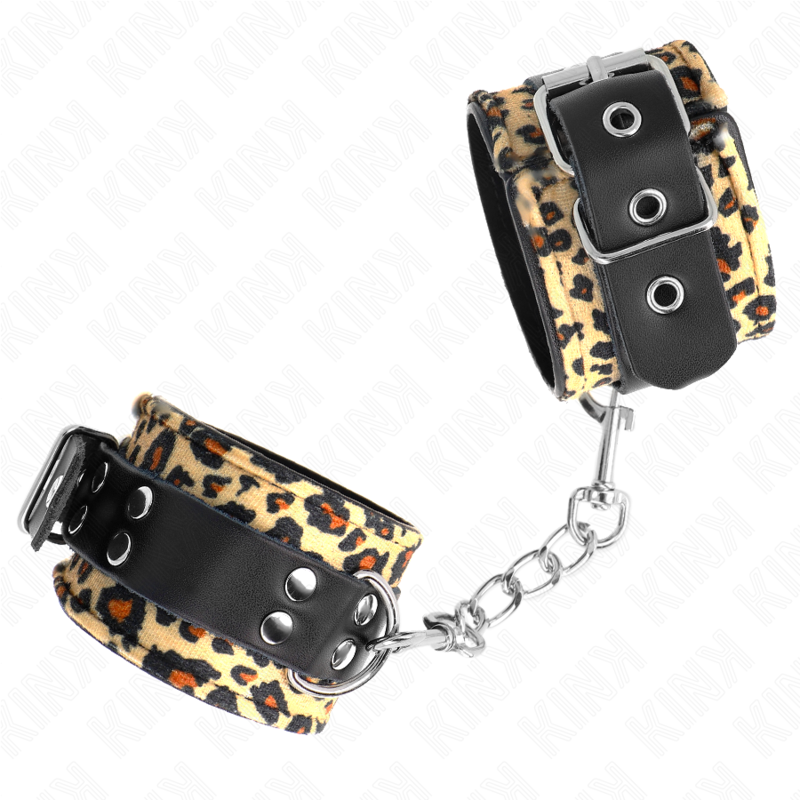 KINK - RETENÃÃO DE PULSO DE COURO REAL LEOPARDO AJUSTÃVEL 18-29 CM X 5,5 CM