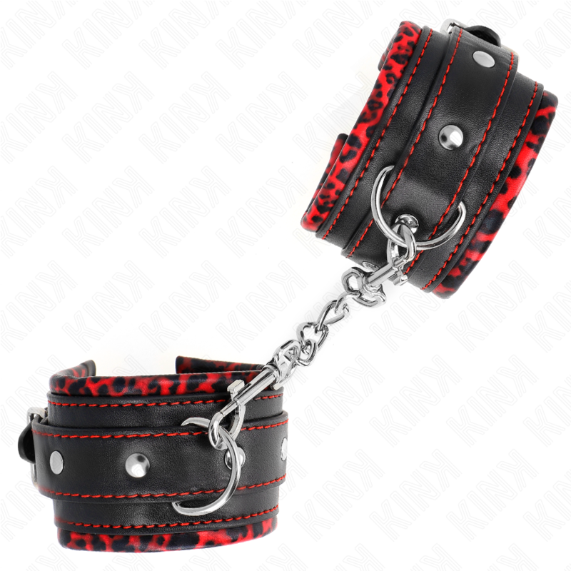 KINK - PULSO FORRO DE PELE VERMELHO / PRETO AJUSTÃVEL 17-29 CM X 6 CM