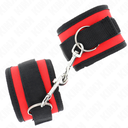 KINK - RETENÃÃES DE PULSO NYLON BIND HOOK&LOOP VERMELHO-PRETO MODELO 2 AJUSTÃVEL 18-35 CM X 6 CM