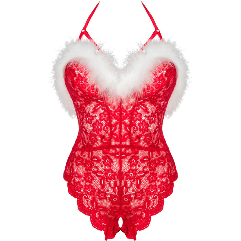 LIVCO CORSETTI FASHION - BODY FEMININO DE RENDA SANTA SEM COSTURA NATAL S/M