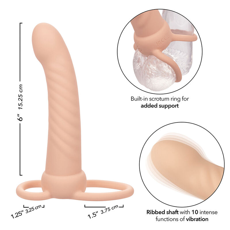 CALEXOTICS - MAXX RIBBED DUAL PENETRATOR 10 VIBRAÃÃES CARNE