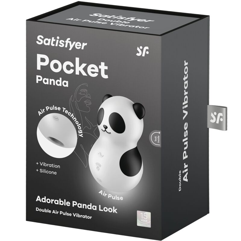 SATISFYER - POCKET PANDA ESTIMULADOR E VIBRADOR PRETO E BRANCO