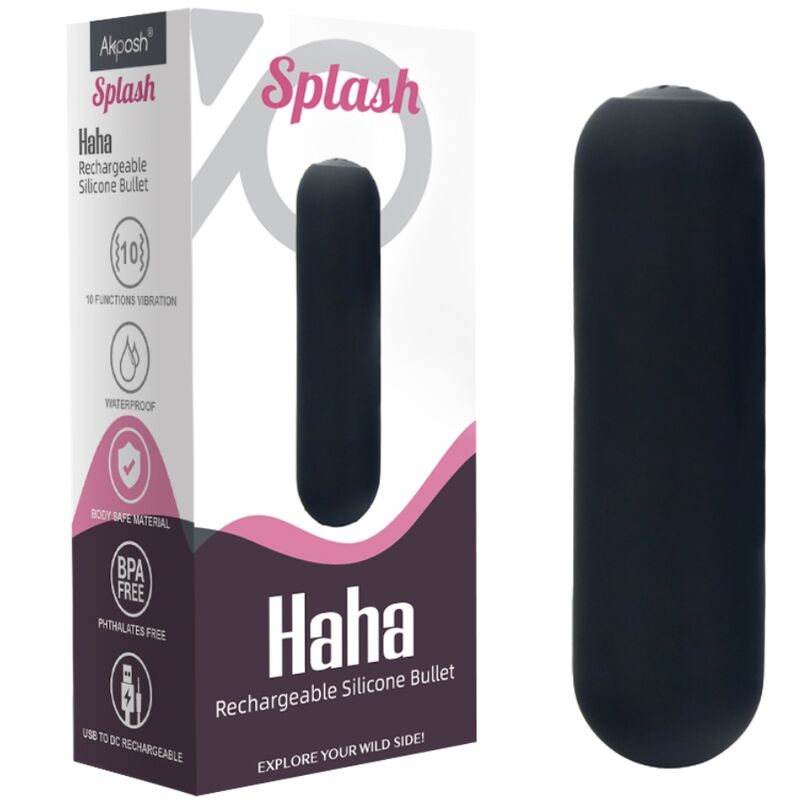 ARMONY - SPLASH HAHA VIBRADOR BALA SILICONE 10 VIBRAÃÃES 75 X 19 CM PRETO