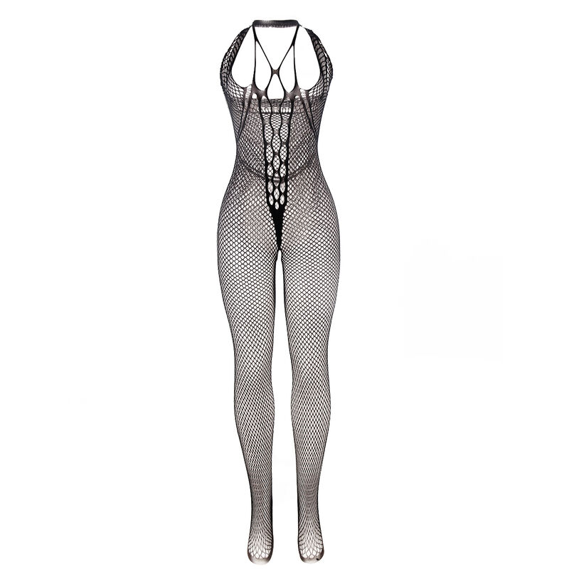 SUBBLIME - 951788 BODYSTOCKING LONGO DE REDE COM TIRAS NO PEITO E NAS COSTAS PRETO TAMANHO ÃNICO