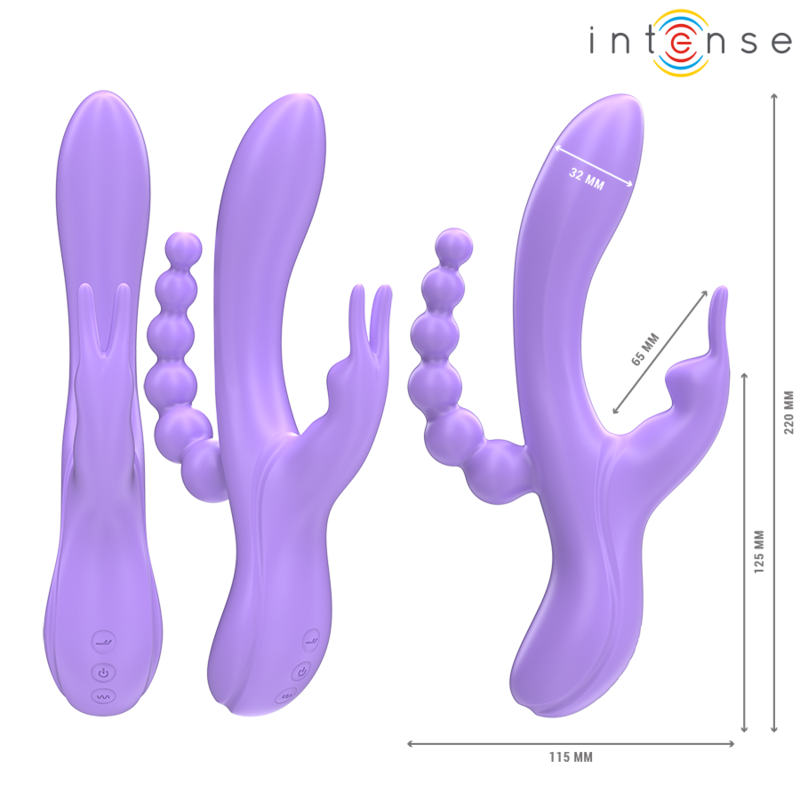 INTENSE - MIKO TRIPLO VIBRADOR COELHO & ESTIMULADOR & ANAL 7 VIBRAÃÃES ROXO