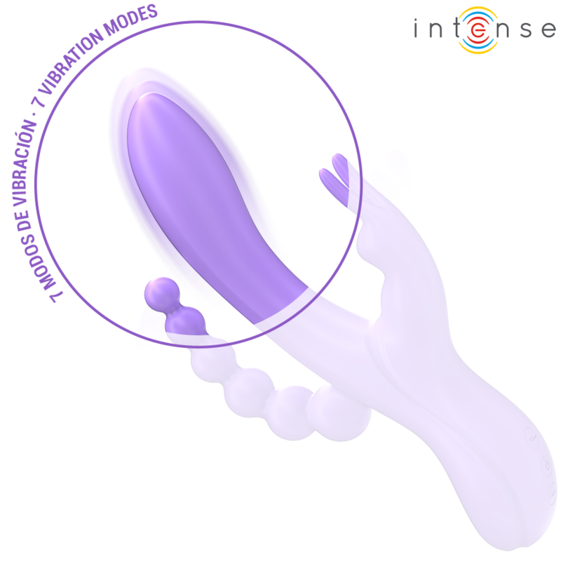 INTENSE - MIKO TRIPLO VIBRADOR COELHO & ESTIMULADOR & ANAL 7 VIBRAÃÃES ROXO