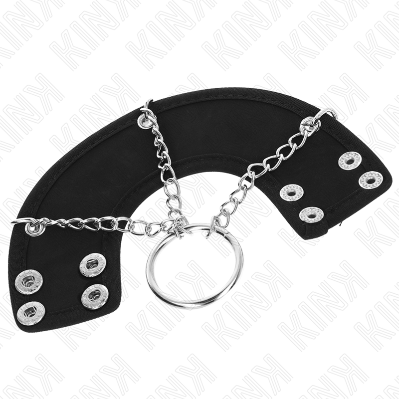 KINK - ANEL PARA PÃNIS 4 CM CORRENTE 7 CM METAL COM CINTO DE COURO