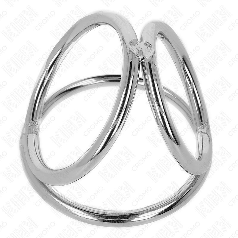 KINK - ANEL DE PÃNIS TRIPLO DE METAL CROMADO DE 3,2 CM A 4,5 CM